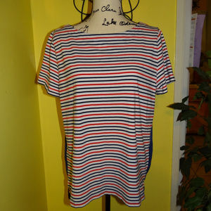 JONES NEW  YORK TOP SIZE L STRIPED BLUE RED WHITE